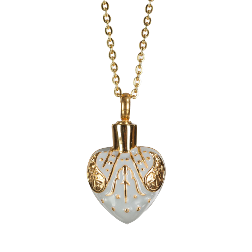 White and gold heart memorial pendant